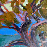 Cedar at high noon, Oil on canvas signed Leigh Gusterson