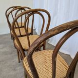 Set of 4 Vintage Thonet Style Dining Chairs: Bentwood Cane Seat, 1970s Bist