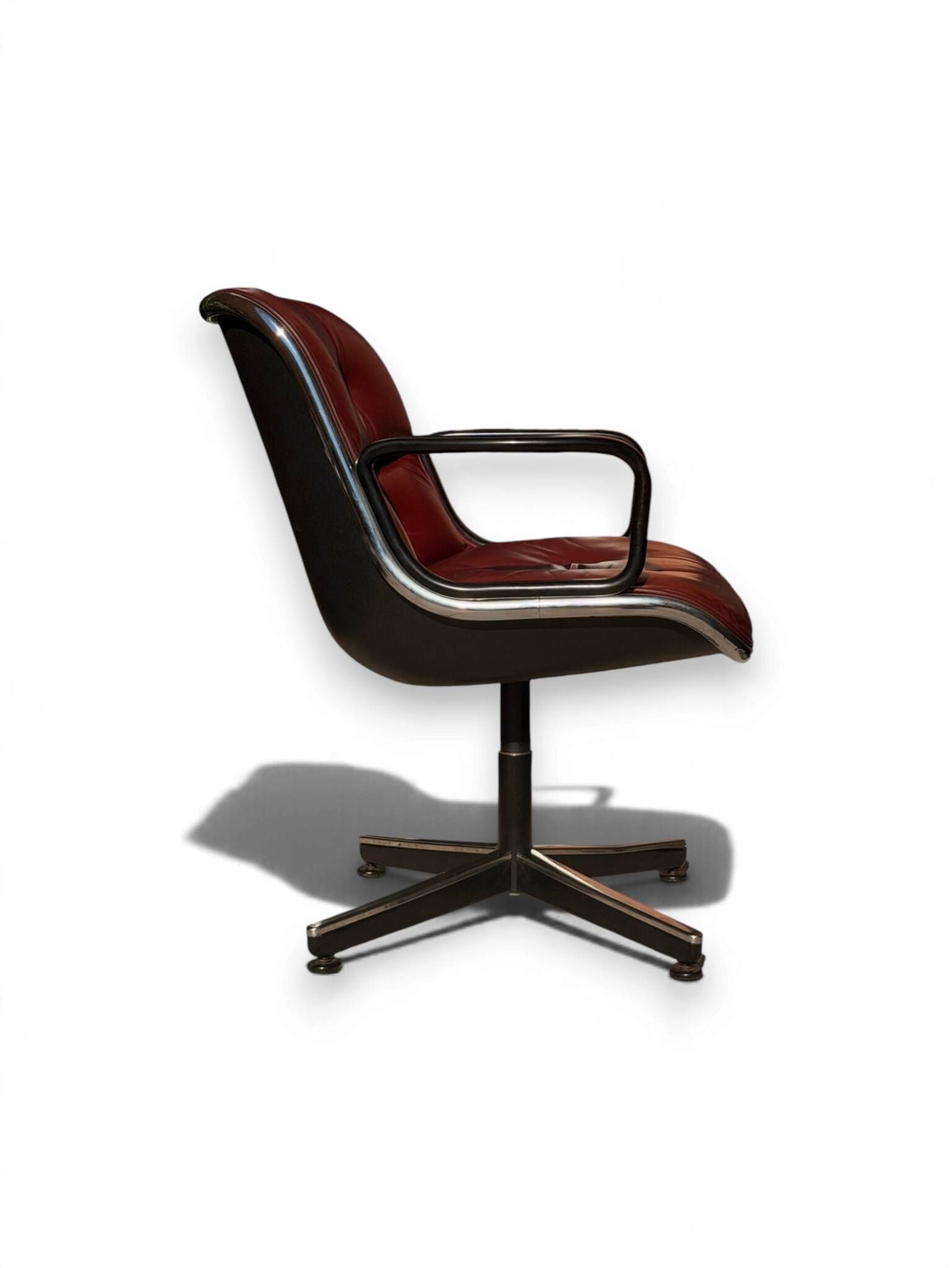 Charles Pollock Executive Chair for Knoll, burgundy leather