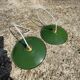 Pair of vintage suspension green and white enamelled sheet - 24 cm firm undue
