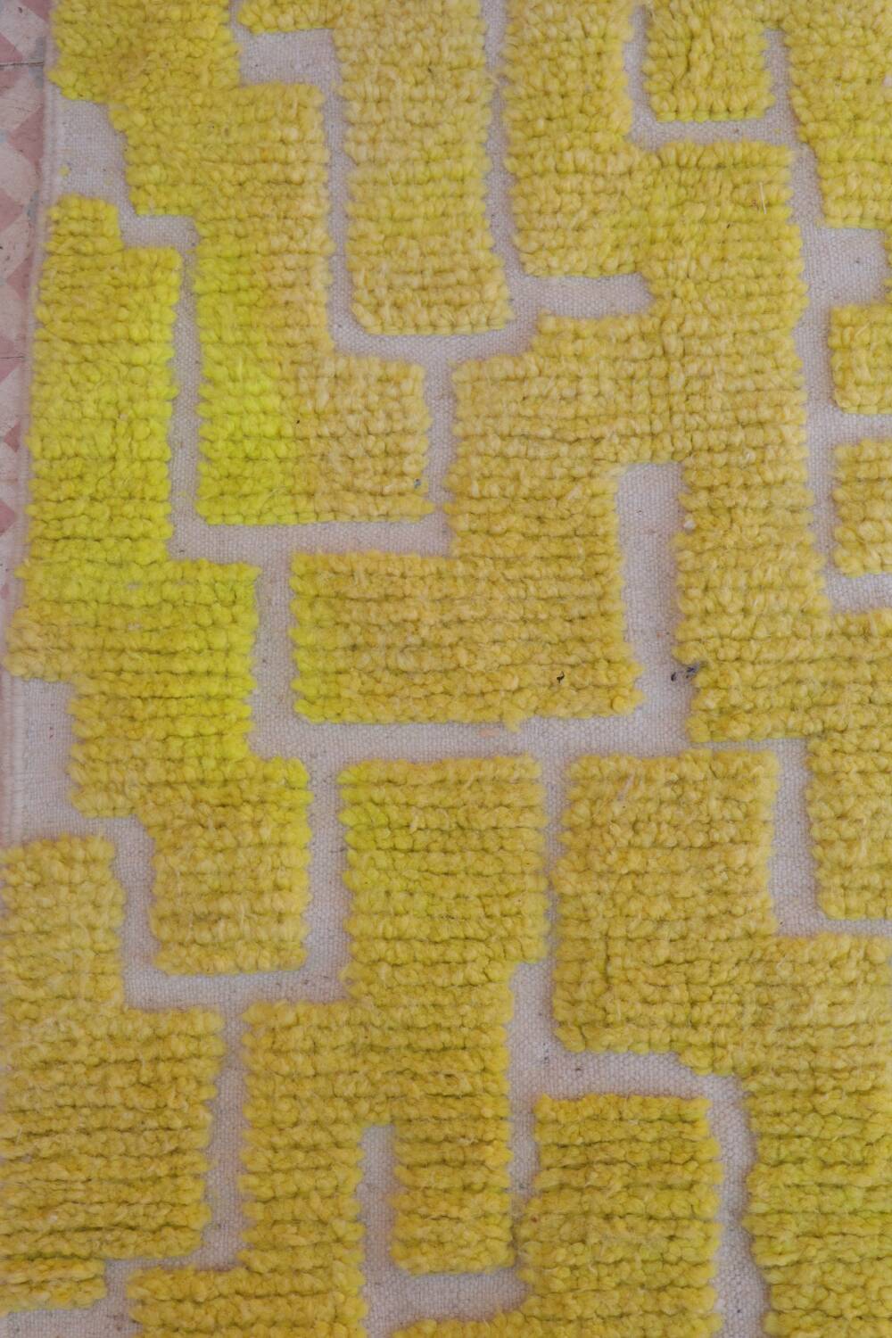 Moroccan Berber rug in lemon yellow with reliefs