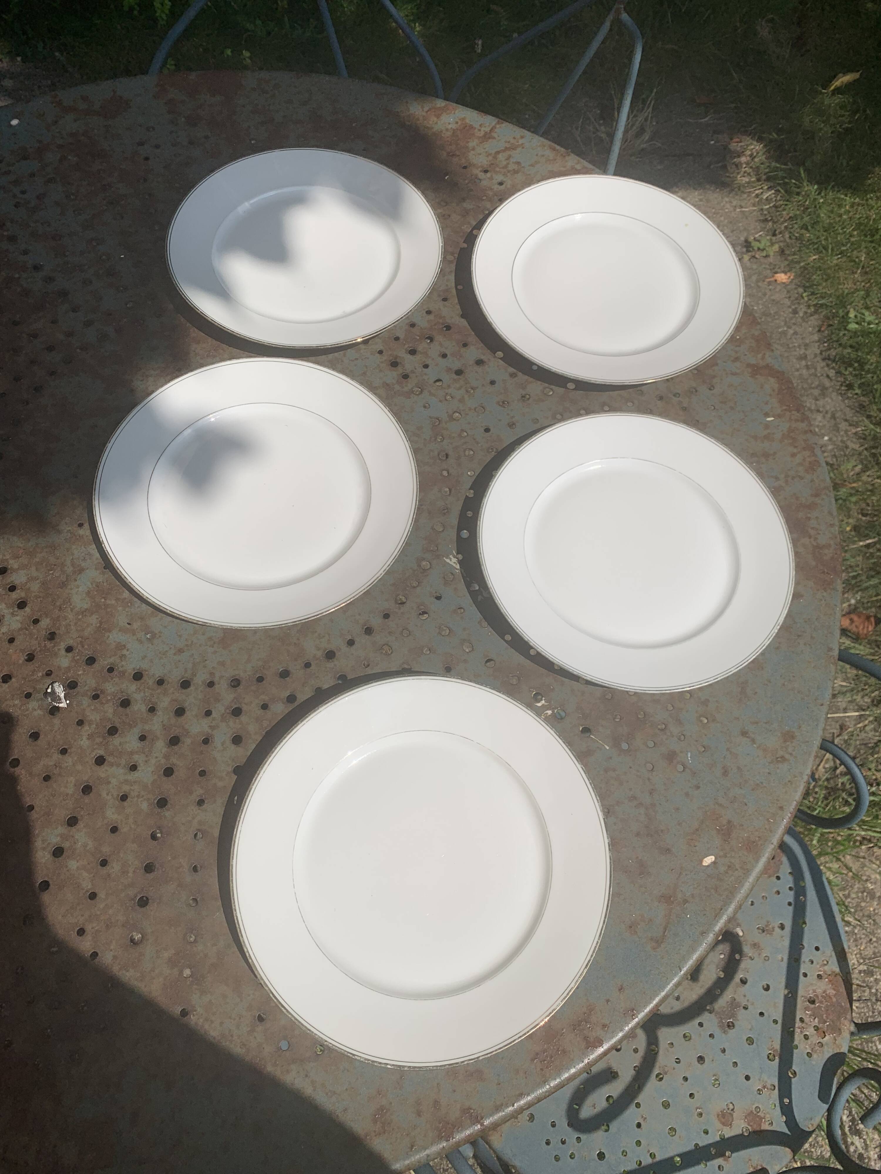 5 Limoges porcelain dinner plates stamped Limoges France