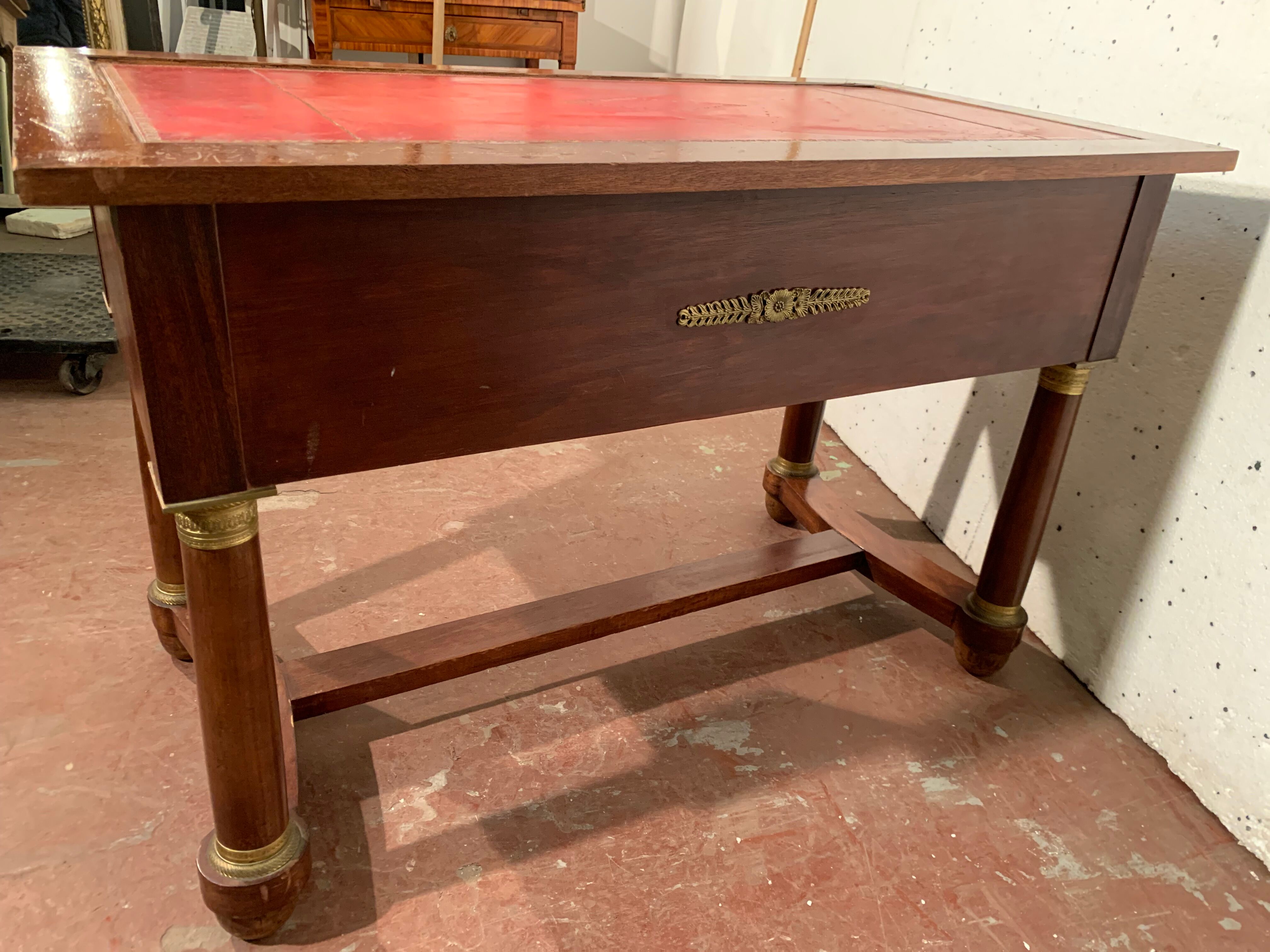 Empire style desk in mahogany and XX century veneer