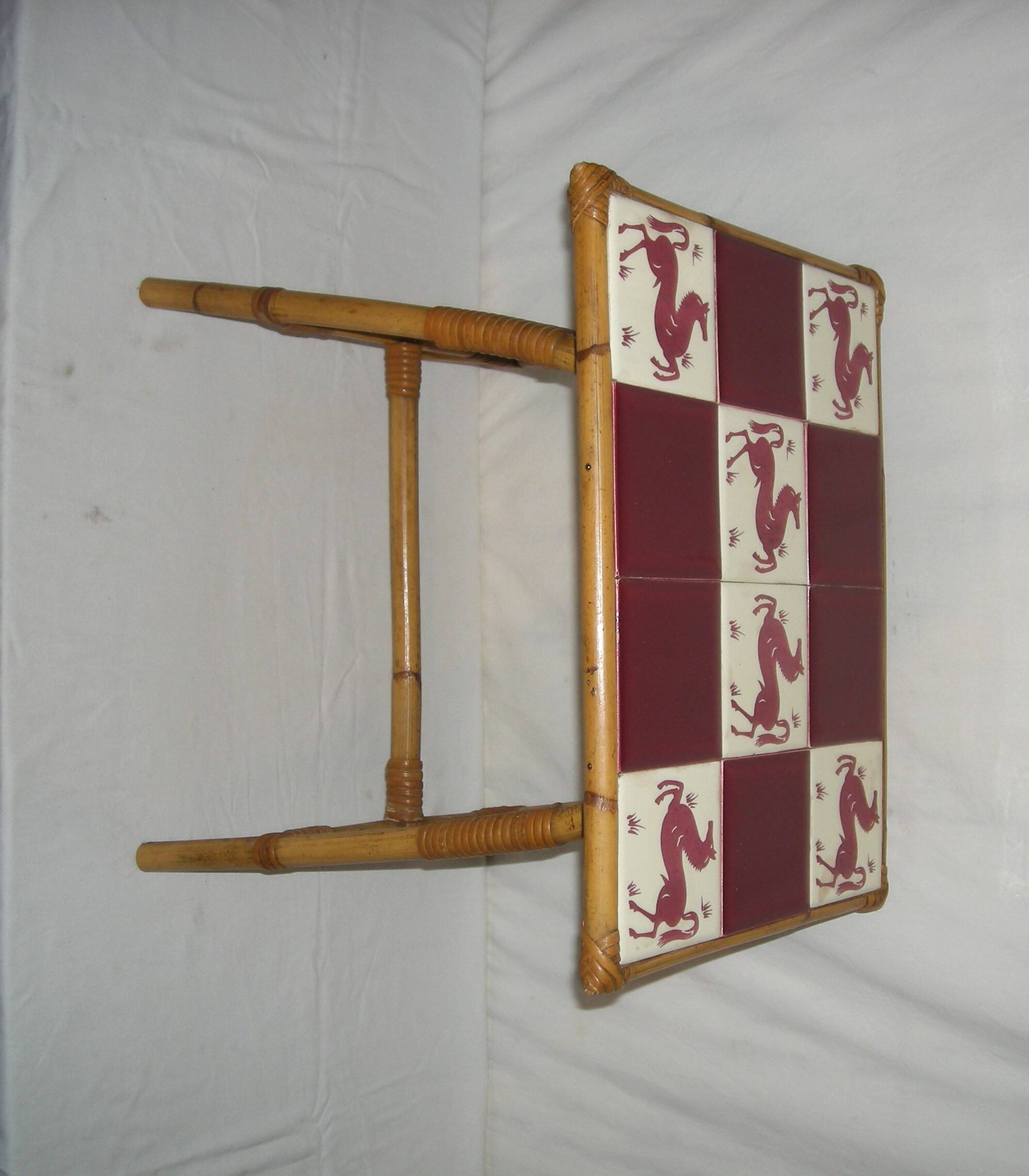 Bamboo-rattan coffee table from the 50s