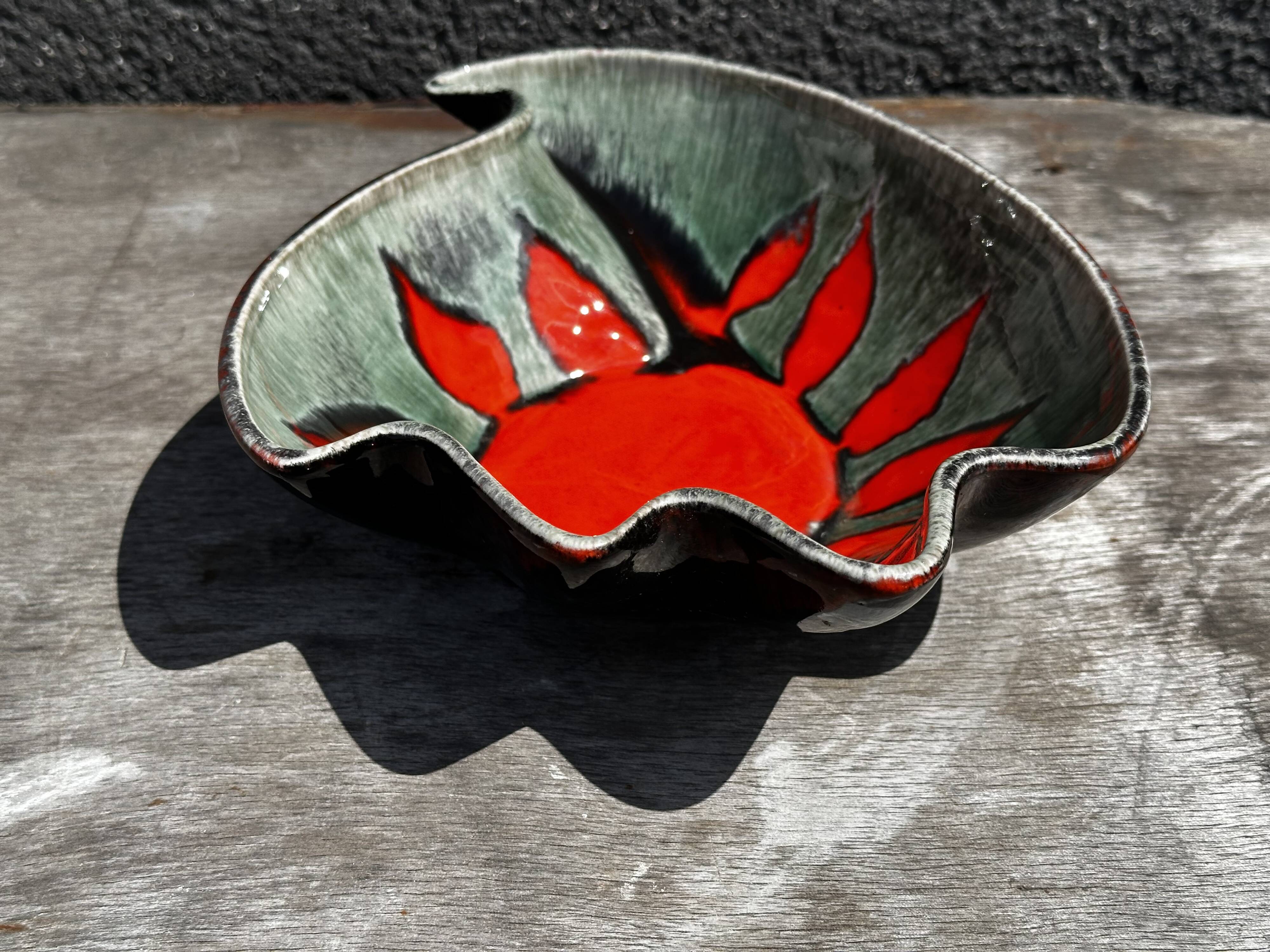 Coupe / Vide Poche - Décor Soleil - Forme Libre - Céramique Elchinger