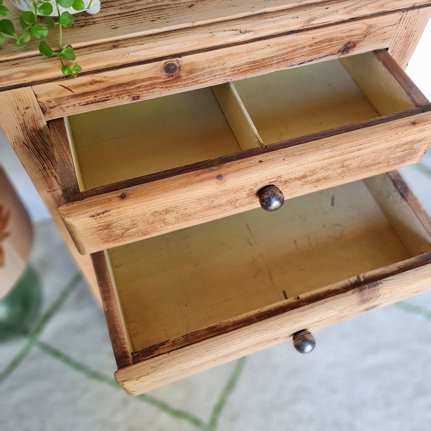 Old wooden semainier in rough wood