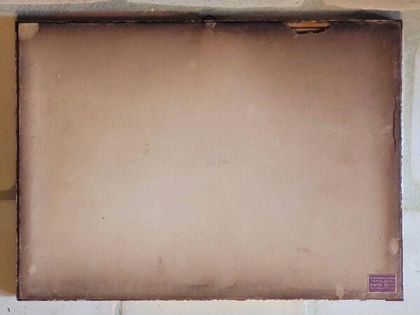 Ancien tableau pastel vintage Aurora Borealis signé années 30 Art Déco