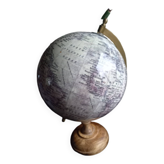 Terrestrial globe on wooden base