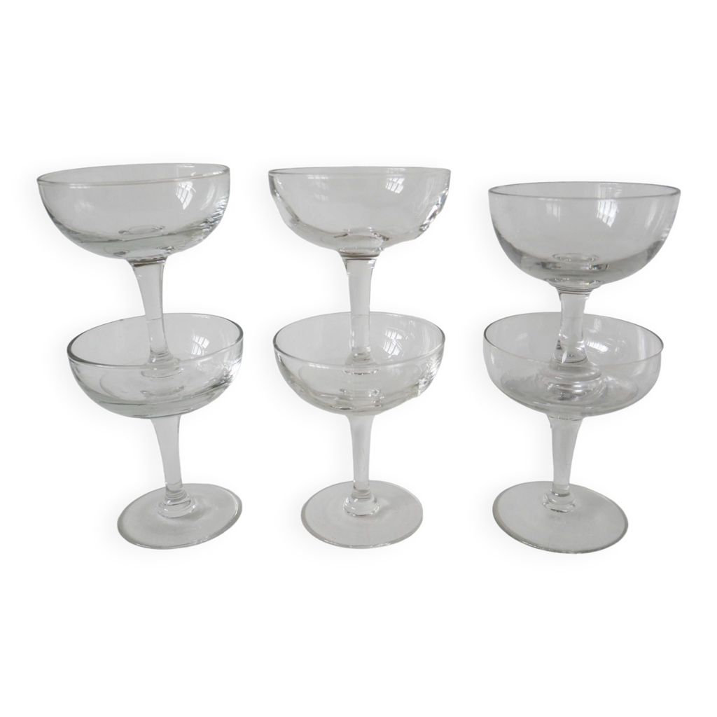 8 coupes à champagne vintage en verre ciselé | Selency
