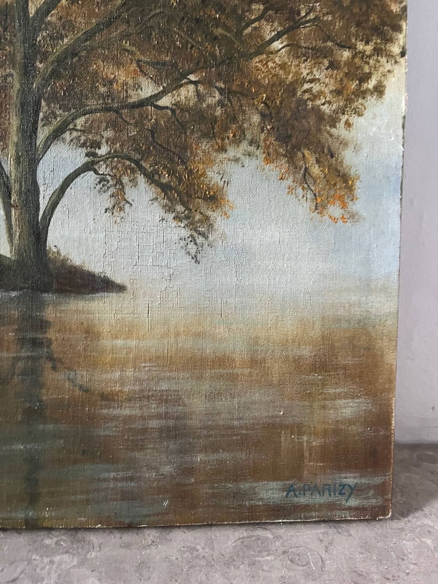 Fishing day, oil on canvas signed A. Parizy