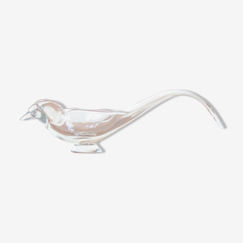 French crystal glass bird dish art vannes art glass mid century vintage mcm sculpture