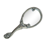 Art Nouveau brass hand mirror