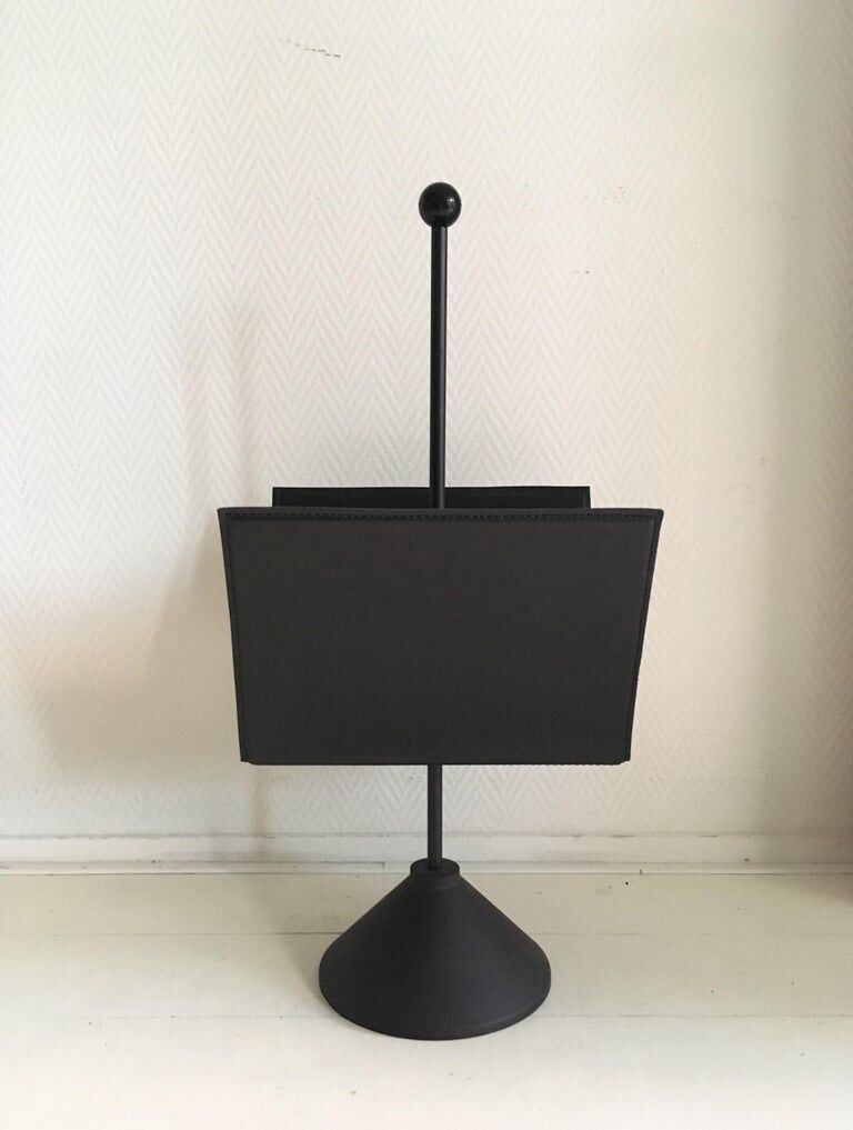Minimalist Black Italian Magazine Rack by Porada Arredi, 1980s