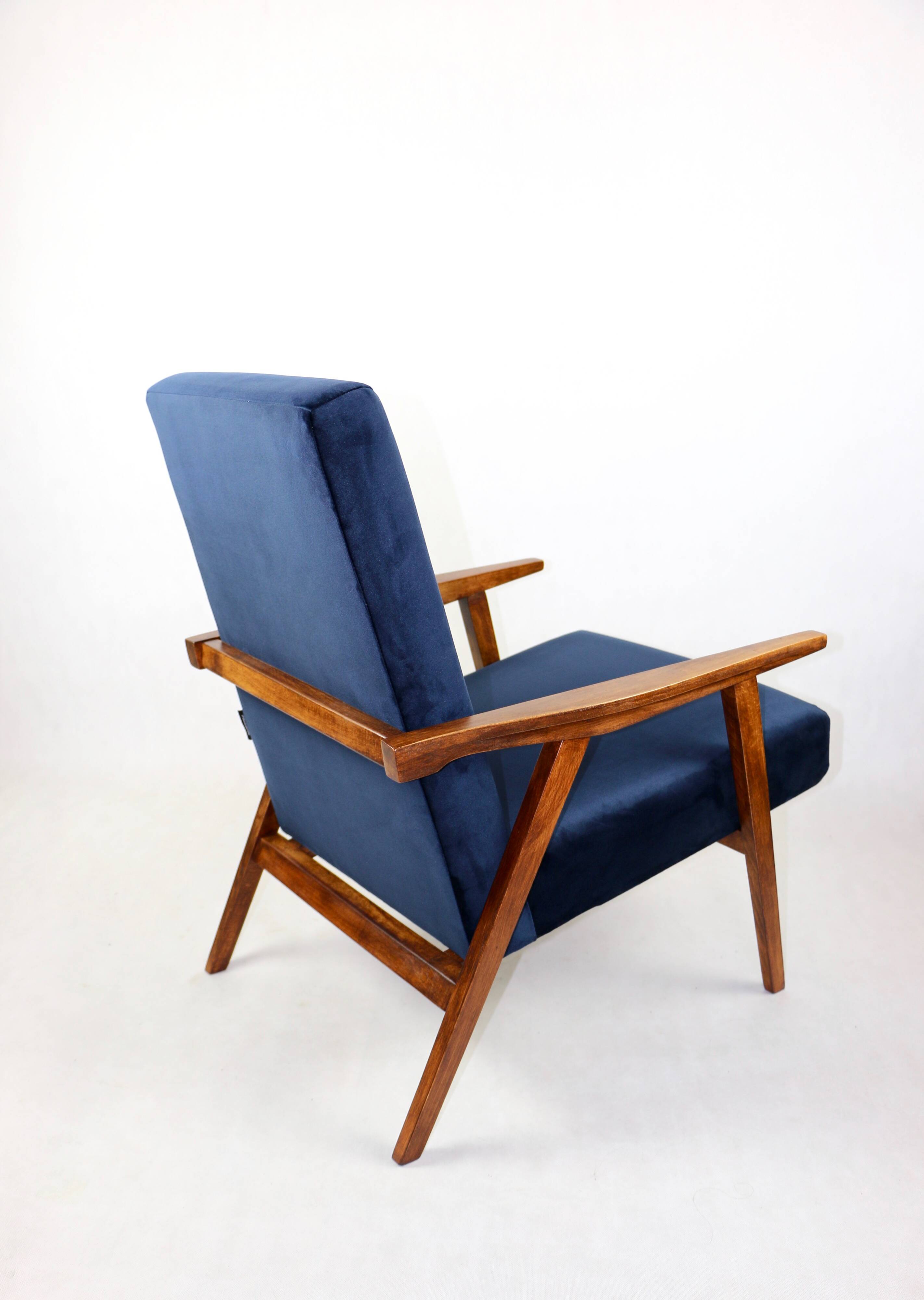 Vintage loft armchair 1970s navy blue velvet - 2 pieces available