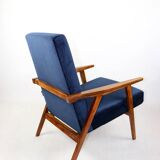 Vintage loft armchair 1970s navy blue velvet - 2 pieces available