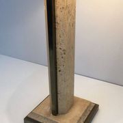 Table Lamp in Travertine and Gold Chrome, French Work, circa 1970