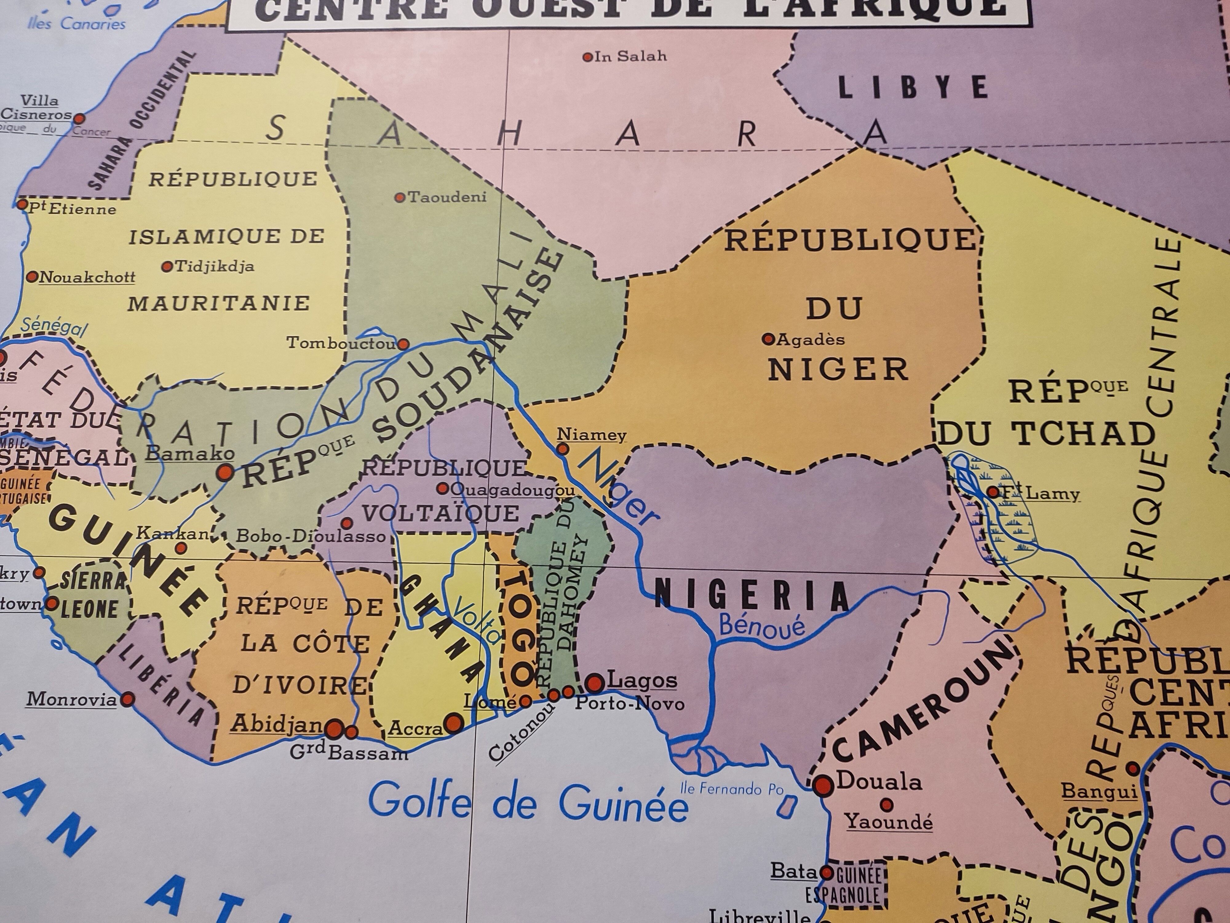 Old central west africa school map