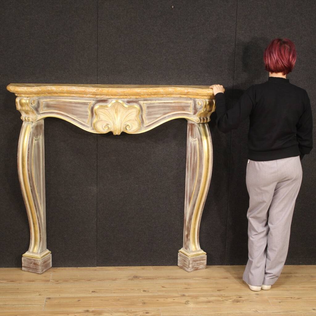 Cheminée Italienne En Bois Peint Et Doré