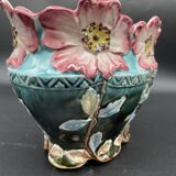 Antique, jardinière en barbotine, Art Nouveau, faïencerie DE BRUYN, signé