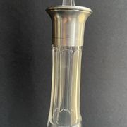 Blown crystal decanter, cut and silver collar