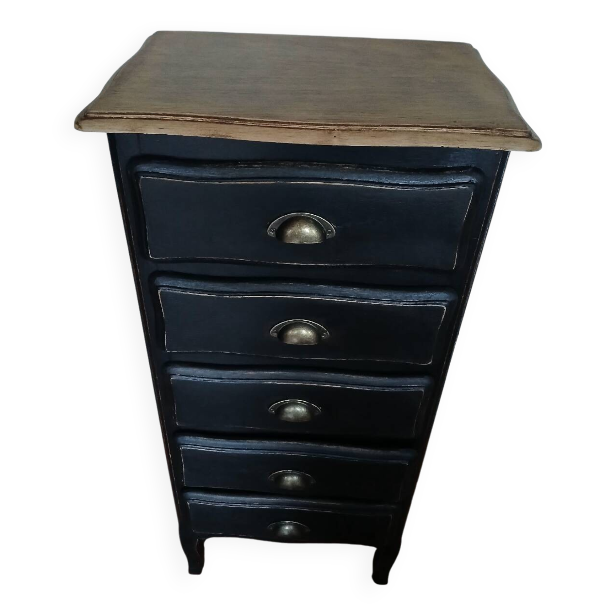 Black painted wooden chest of drawers