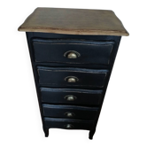 Black painted wooden chest of drawers
