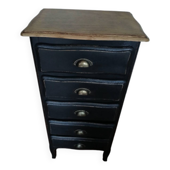 Black painted wooden chest of drawers