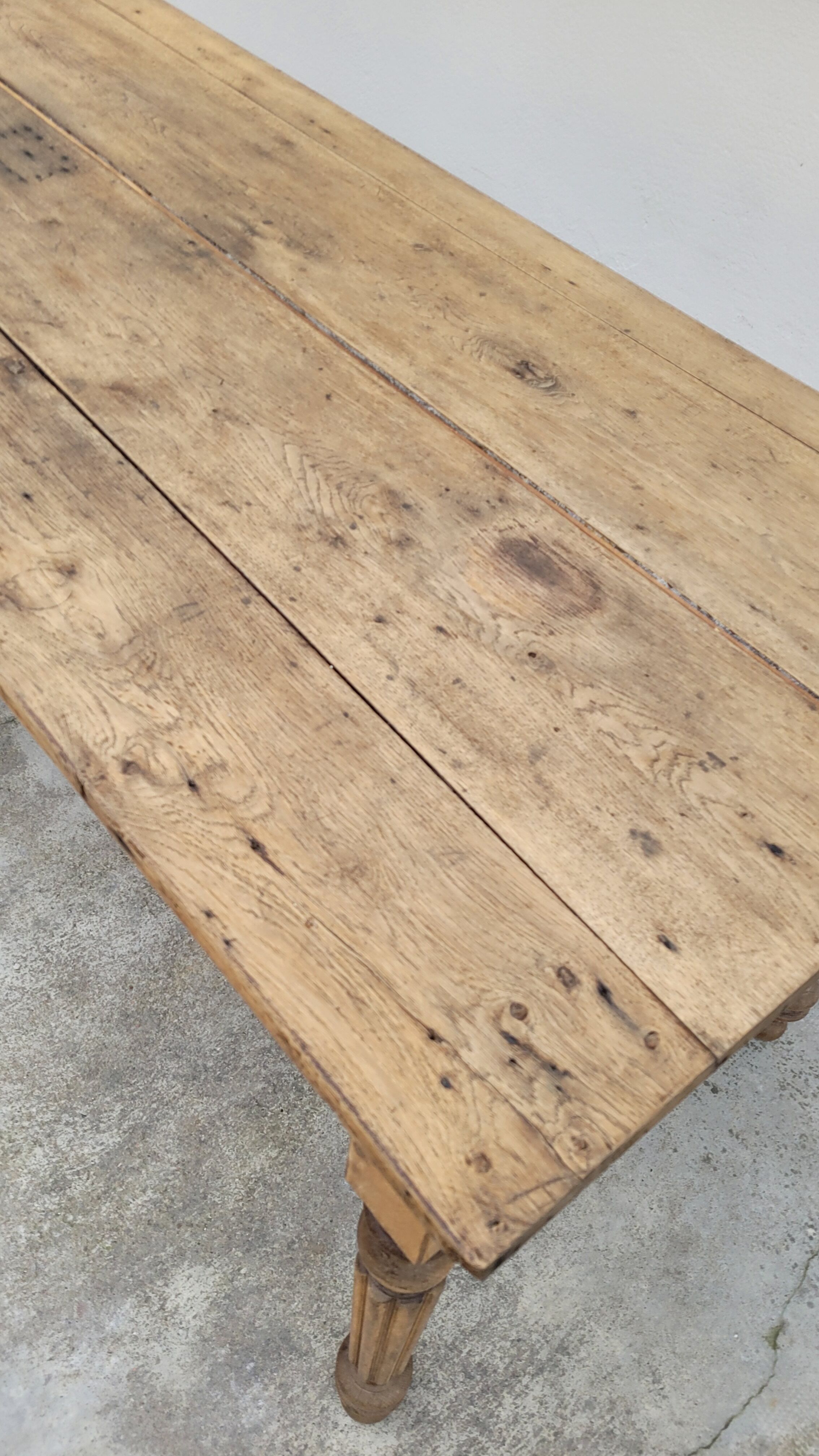 Rustic farmhouse table in solid oak Louis Philippe style -1m84