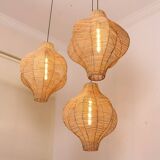 Set of 3 rattan chandelier,extra large light 50 cm x 60 cm