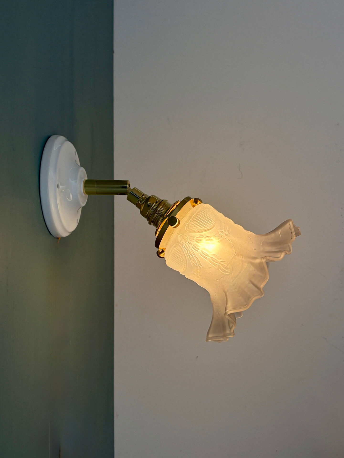 Vintage frosted glass tulip wall light