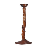 Vintage candle holder in an organic shape with a brass spike and tiered top.