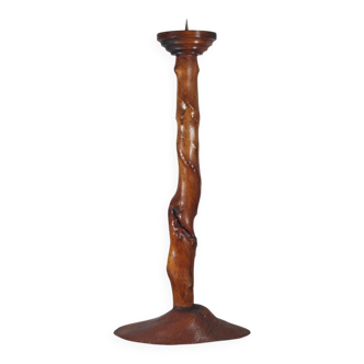 Organically shaped vintage candleholder with stepped top brass thorn