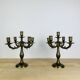 Paire de chandeliers laiton doré style classique, vintage