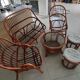 Sofa armchairs and coffee table in vintage rattan of six pieces