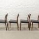 Teak and Black Leatherette Vintage Design Dining Chairs, 1960s
