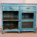 Old Burmese teak sideboard with original blue patina