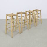 4x Bar Stool with Cane Seatings, 1970s