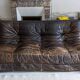 Togo sofa Ligne Roset 3-seater – Vintage brown leather from the 70s