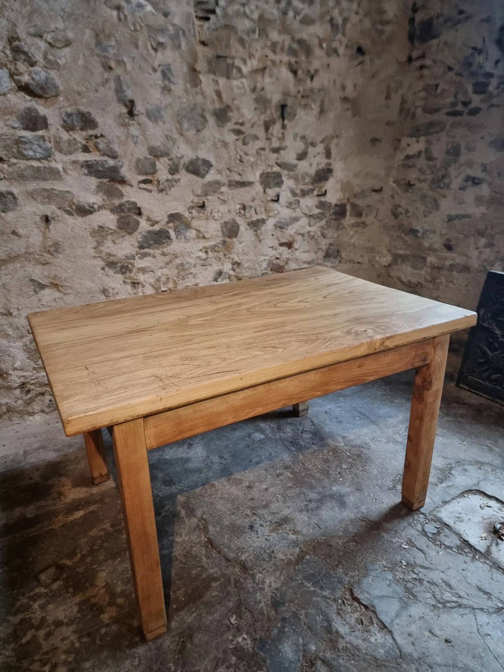Vintage French baker's work table in chestnut, 1960s.