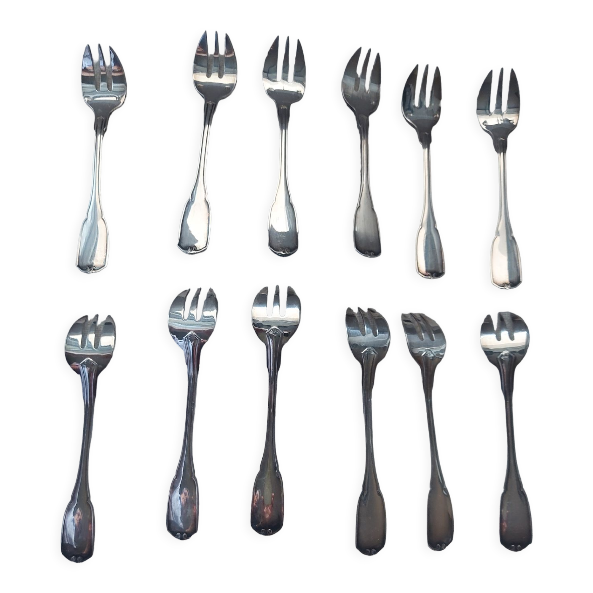 12 dessert forks in silver metal cailard bayard