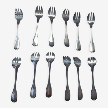 12 dessert forks in silver metal cailard bayard