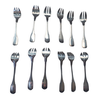 12 dessert forks in silver metal cailard bayard