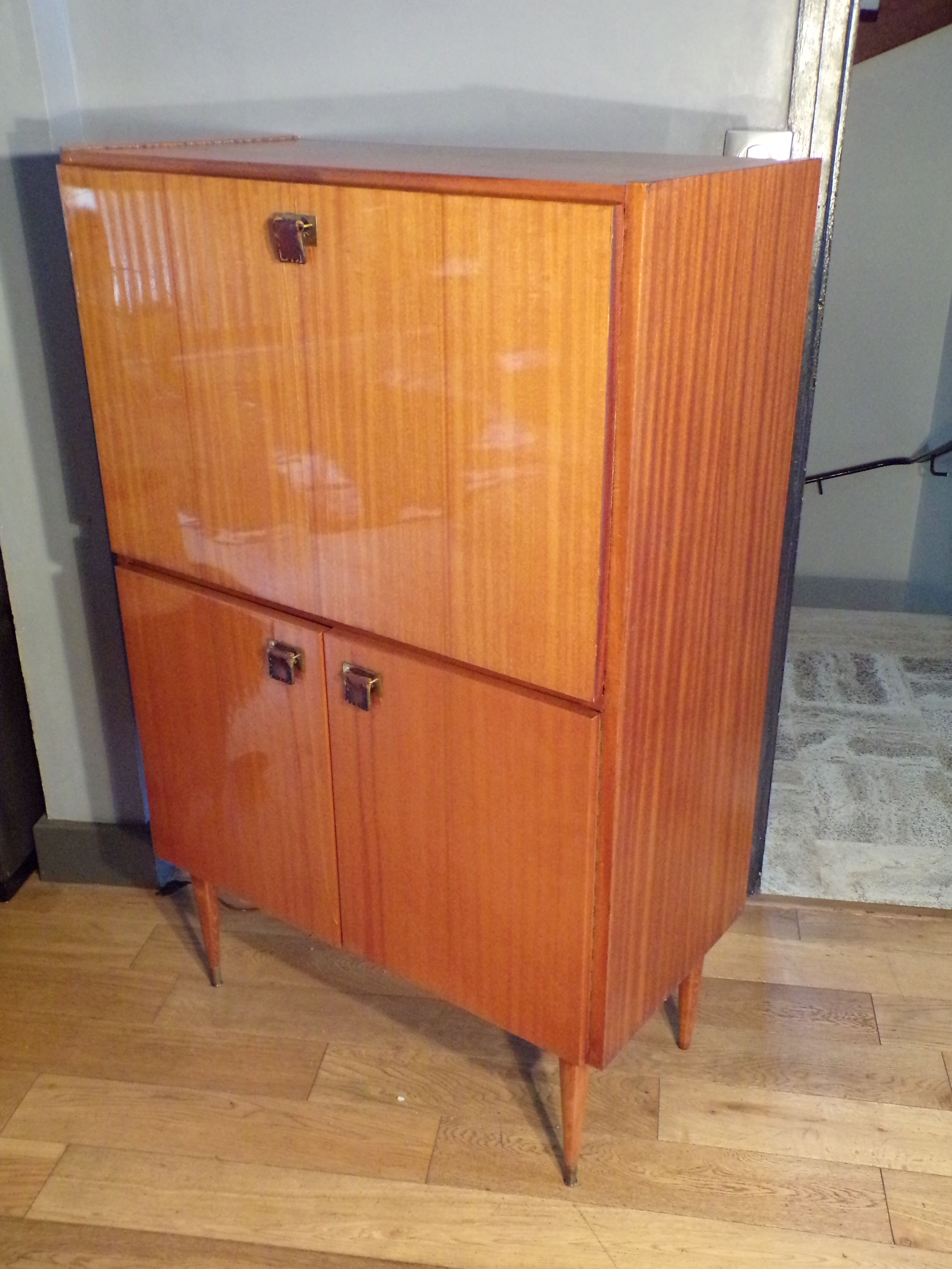 Vintage teak and leather secretary