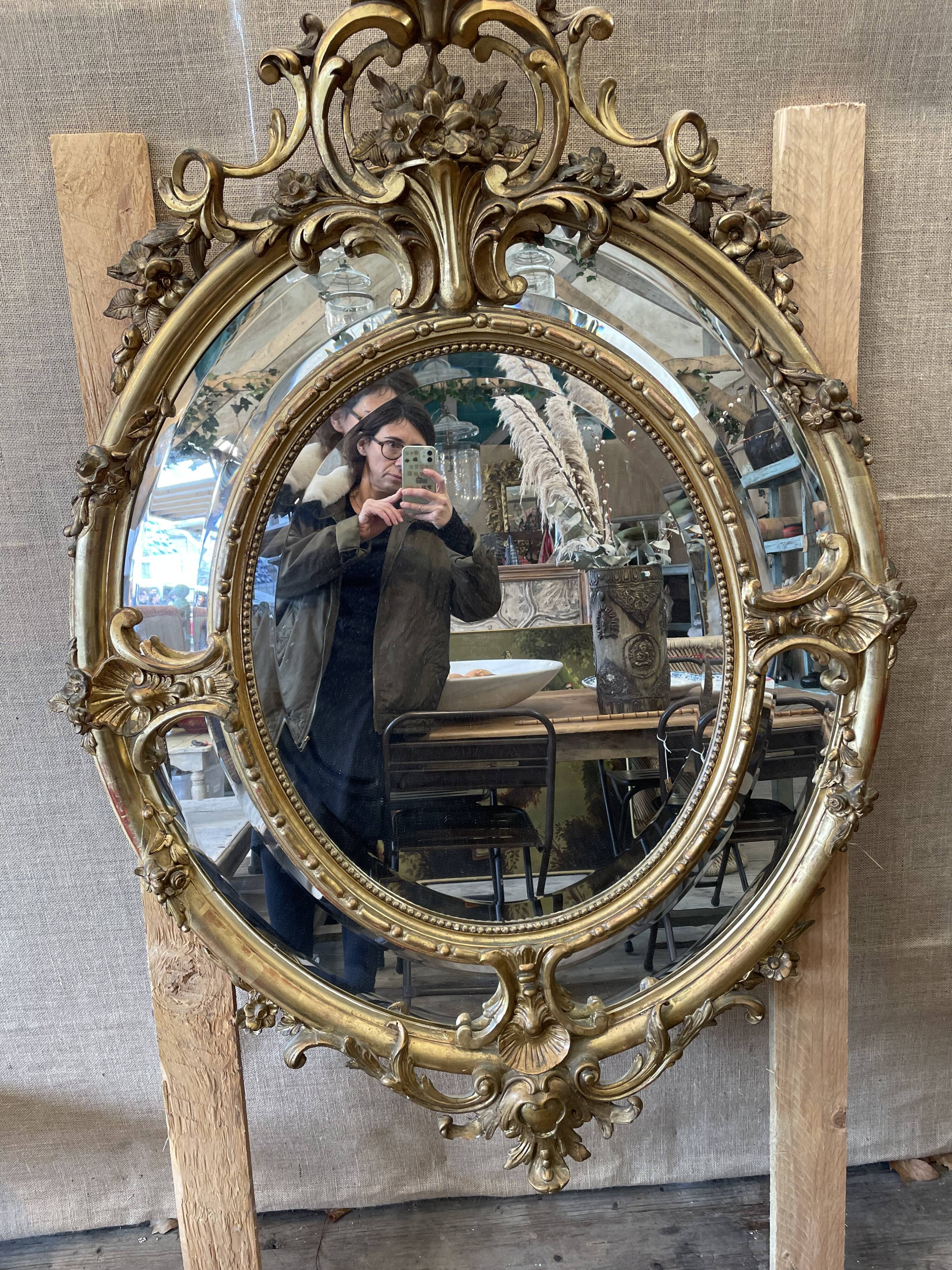 Oval mirror in the Napoleon III style