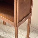 Table de chevet en bois et blanc vintage