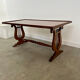 Old rectangular wood coffee table with lyre side posts