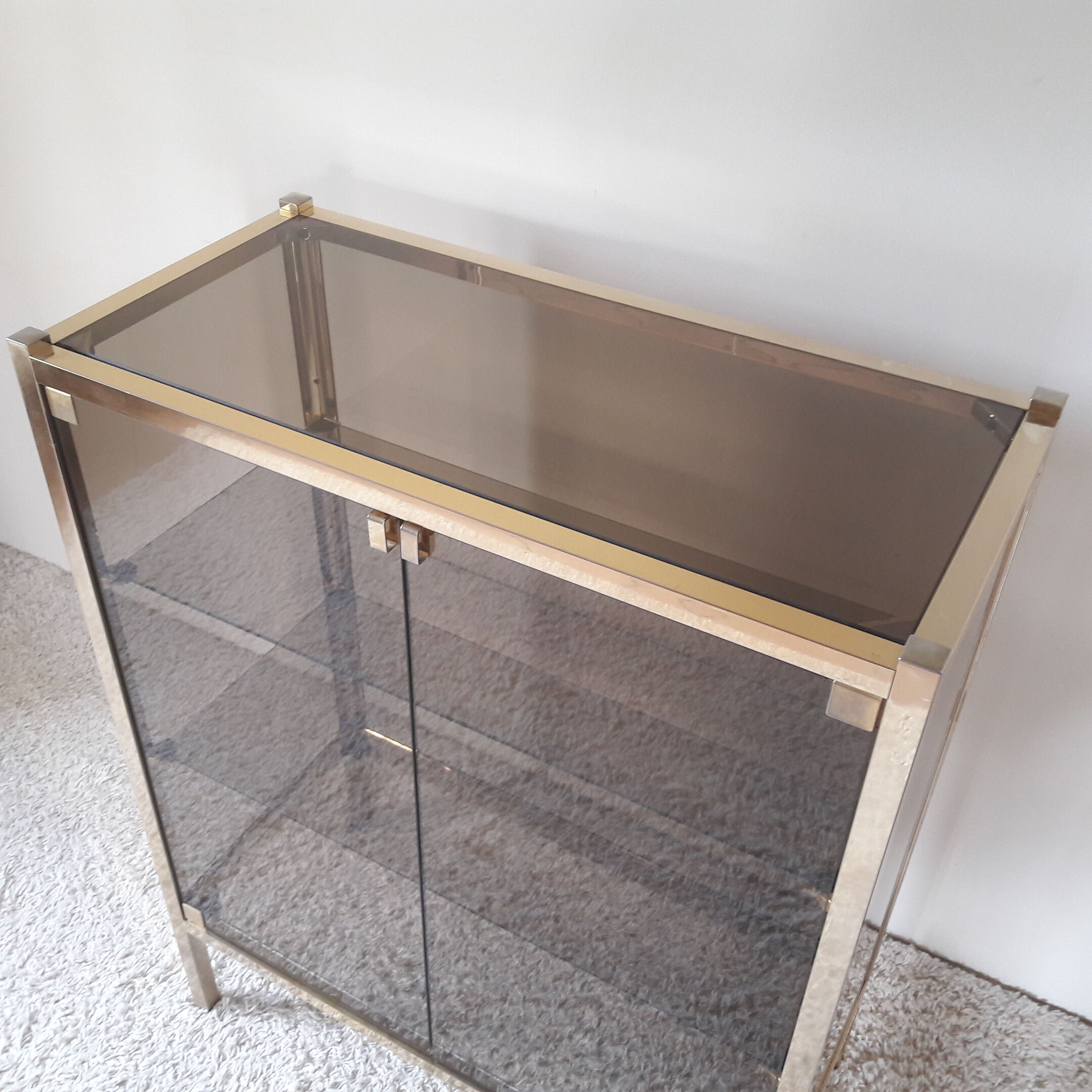 Window glass and brass vintage