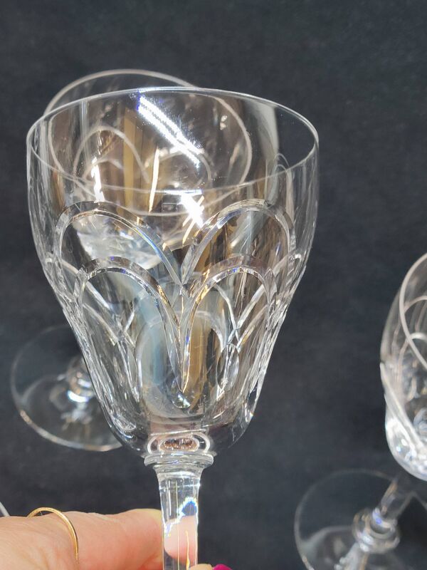 10 anciens verres a eau en cristal taillé art déco saint louis / baccarat