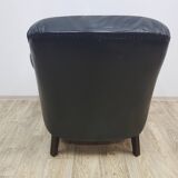 Vintage club armchair with studs, leather, Art Deco, 1930s/40s.