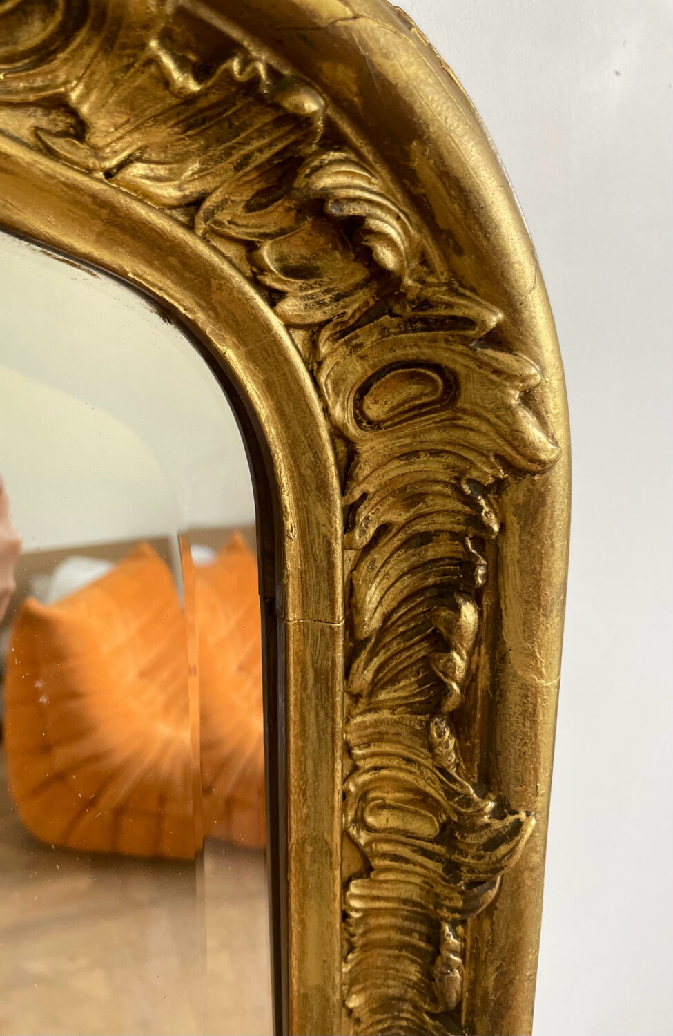 Large old Louis-Philippe shell mirror 165x97 cm